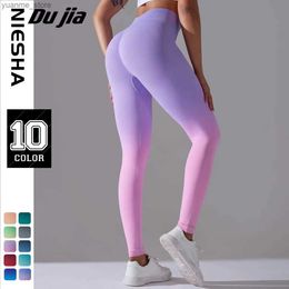 Yoga Outfits Ombre scrunch butt seamless leggings for women high waist yoga pants push up gym tights workout leggings sport women fitness Y240410