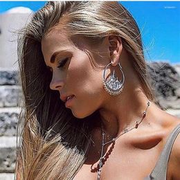 Hoop Earrings Charming Female Big Earring Castle Sculpture Of European Circle Tassels Sterling Silver Jewellery Collection