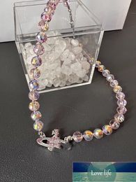 Fashion Natural Super Shiny Crystal Dream Beads Necklace Pink Fixed Saturn Diamond Bracelet for Women