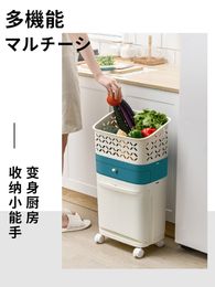 Kitchen Modern Trash Can Bathroom Garbage Japanese Plastic Trash Bin Bedroom Food Waste Basurero Cocina Cleaning Accessories