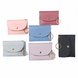 envelope Card Bag Simple Fi Classic Coin Purse Women Mini Change Purse Keychain Wallet Pu Leather Card Holder Pouch f9X2#