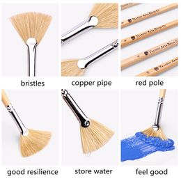 1pc Bristle Fan Gouache Paint Brush Pen Long Handle Professional Artist Oil Acrylic Painting Brush Set For Painting Art Supplies