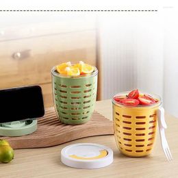Storage Bottles Double-layer Fruit Box Lunch Leakproof Containers With Lids Removable Colander Fork For Salad Fruits