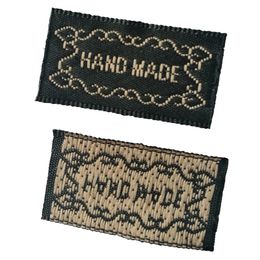 2 Options Sewing Handmade Cloth Labels for Clothing Sewing Accessories for Cap Shiny Gold Hand Made Label for Handwork Gift Tag