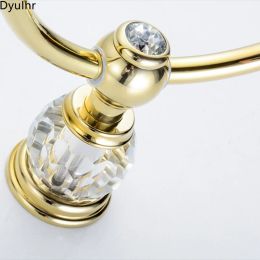 Gold inlaid crystal big diamond towel ring ring towel rack bathroom toilet golden towel ring DyuIhr