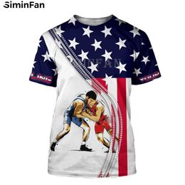 LOVE WRESTLING USA FLAG 3D Printed Mens T-Shirts Summer Tee Male Casual Short Sleeve Shirt Unisex Harajuku Top Women Streetwear