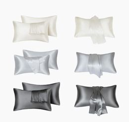 24 Hours 2pcsset Silk Pillowcase King Queen Size Home el Travel Hair Face Feelingless High Quality Pillow Cover6697839