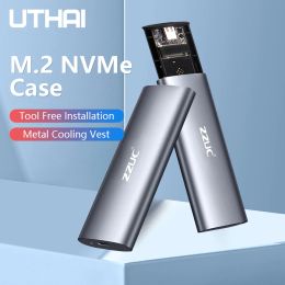 Enclosure UTHAI M.6 Hard Disc Box 3.1 Dual Protocol NVME/NGFF SATA SSD TypeC 3.1 Disc Tool Free M.2 SSD Case Builtin Metal Heat Sink