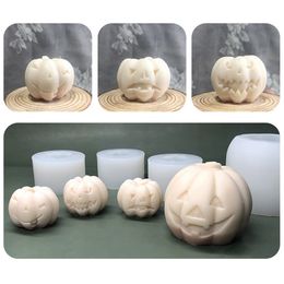 Smiling Face Shaped Pumpkin Silicone Mould Halloween Diy Candle Abrasive Mousse Cake Aromatherapy Plaster Decoration
