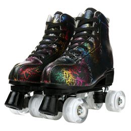 2023 Quad Roller Skates Women Adult Beginner Outdoor Sliding Quality Microfiber PU Leather ABEC-5 Pu 4 Wheels Skating Flashing