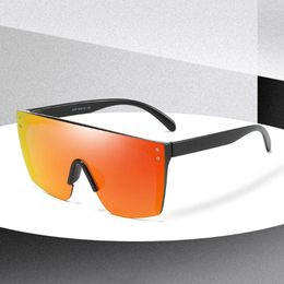 Sunglasses Men's Mirrored Oversized Rimless Sun Glasses For Men Women Flat Top Shield Wrap Square UV400