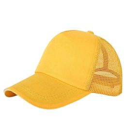 Sunshade Tourist Yellow Summer Sun Printed Words on Elementary School Adult Breathable Mesh Hat, Stylish