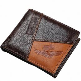 gubintu Genuine Leather Men Wallets Coin Pocket Zipper Real Men's Leather Wallet with Coin High Quality Male Purse Eagle cartera W5WS#