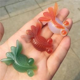 Decorative Figurines 1pcs Natural Agate Goldfish Crystal Pendant Carved Animal Polished Gemstone Healing Necklace Fashion