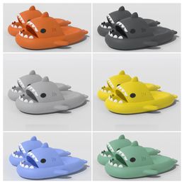 2024 Top Luxury Designer Quality shoes sandal Summer Shark Slippers Shark Slides white Thick Soled Shoes Kids flat sandals Gradient Flip Flops