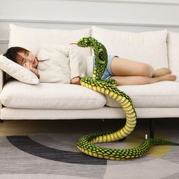 80-240CM Simulated Cobra Plush Toy Long Stuffed Snake Plushie Pillow Sofa Chair Decorate Props Girls Boys Present