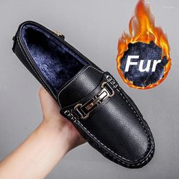 Casual Shoes Designer Men Loafers 2024 Winter Leather Dress Trendy Boat Breathable Driving Wedding Comfort Flats Plus Size 38-48