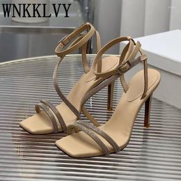 Sandals Summer Simple Women's Metal Beaded Decorative Solid Color Classic Fashion Sexy Banquet High Heel Dance Shoes 2024