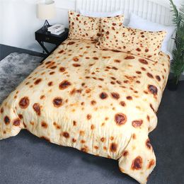 BeddingOutlet Burrito Bedding Set Plain Corn Tortilla Texture Bed Cover Food 3D Pita Lavash Comforter Cover Set Queen Bedspreads