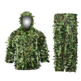 3D Camouflage Clothing Green Leaves Hunting Ghillie Suit Bionic Woodland Camouflage Universal Camo Sniper Outfit