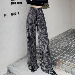 Women's Pants Corduroy High Waist Loose Zebra Pattern Split Wide Leg Women 's Trousers