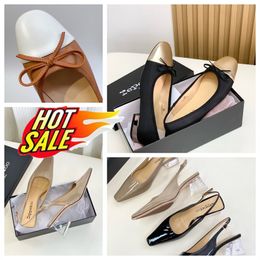 2024 Repetto With Box Top Quality Designer Sandals Luxury Slippers Womens Crystal Heel Bowknot Dancing Shoes Room GAI Platform Size 35-39 5cm