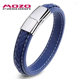 Charm Bracelets Fashion Bracelet Jewellery Stainless Steel Magnetic Clasps Blue Leather Rope Chain Vintage Man Bangles