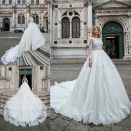 Pentelei Lace Wedding Dresses 2024 Long Sleeves Ball Gown Bridal Gowns Custom Made Sweep Train Wedding Dress
