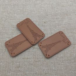 Love Paris Clothing Leather Patches For Clothing Sewing Accessories France Tower Handmade Leather Tags For Handwork Gift