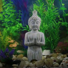 Fish Tank Buddha Sitting Statue, Aquarium Decoration, Reptiles Tank Ornament Fengshui Praying Sitting Figurine Home Garden Decor