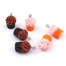 Charms 5pcs lot Chocolate Cake Cream Resin For Earring Findings 3D Charm Food Eardrop Keychian Pendant Jewellery Accessory227E