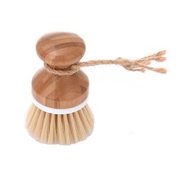 Creative Bamboo Dish Scrub Brushes Kitchen Pan Pot Cleaning Brush Short Round Wooden Handle Household Bowl Dish Washing Tools