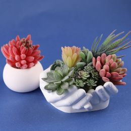 DIY Concrete Silicone Two-hand Pot Mould Succulent Flowerpot Clay Cement Plaster Moulds DIY Home Garden Creative Flower Pots Mould