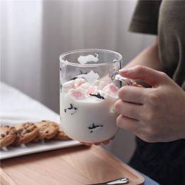 Cute Polar Bear Penguin Glass Coffee Mug Creative Beer Mug Heat Resistant Glass Tea Cup Japanese Coffee Cup Zakka Novelty