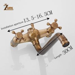 ZGRK Shower Faucets Brass Bathroom Mixer Wall Mounted HandHeld Bathroom Sanitary Lengthen Nozzle Shower Mixer Tap Sets HS021Q