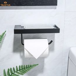 Toilet Paper/Mobile phone Holder with Smooth Shelf Wall Mount Steel Tissue Paper Roll Hanger Bathroom Accessories Hardware