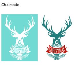 Chzimade Merry Christmas Day Self-Adhesive Silk Screen Printing Stencil Mesh Transfers 28X21CM For T-Shirt Diy Home Decoration
