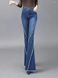 Women's Jeans Vintage Women Stretch Black Blue S-XXL High Waist Designer Ripped Flare Pants Fashion Slim-Fit Skinny Elegant Denim