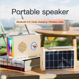 Mini Outdoor Solar Charging Wirless Bluetooth Speaker TF Card U Disk AUX Playback Radio Portable 360° Stereo Surround Colorful Diaphragm Lantern Speakers Subwoofer