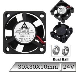 Cooling 1pcs Gdstime DC 24V 30x30x10mm 30mm Mini Brushless DC Axial Dual Ball Cooling Fan 30x10mm 3cm 3D Printer Cooler Fan