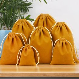 50 Pcs/Lot Soft Fabric Velvet Drawstring Gift Bags for Wedding Party Various Size Jewelry Package Elegant Pouches