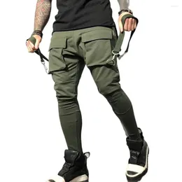 Men's Pants Hip Hop Sweat Absorbing Men Fitness Casual Cargo Multi Pockets Breathable Daily Clothing