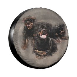 Cool Rottweiler Digital Spare Wheel Tire Cover Case Bag Pouch for Suzuki Rottie Dog Lover Vehicle Accessories 14" 15" 16" 17"