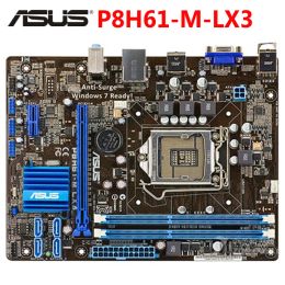 Motherboards LGA 1155 ASUS P8H61M LX3 Motherboard DDR3 16GB H61 P8H61 M LX3 Desktop Mainboard Systemboard SATA II PCIE 2.0 PCIE X16 Used