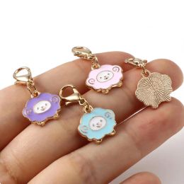 4pcs Sheeps Enamel Pendants Locking Stitch Markers Lobster Clasp Matel Crochet Latch Knitting Stitching Tools For DIY Craft Kits