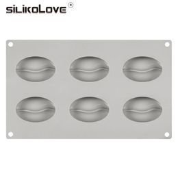 SILIKOLOVE 6 Forms Coffee Bean Mousse Cake Mould Silicone Pastry Moulds for Baking French Dessert Cake Decorating Tools