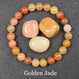 Strand Genuine Natural Stones Beads Bracelet Real Golden Jades Raw Stone Polish Coloured Quartzs Crystal Bracelets Women Jewellery