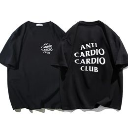 Plus Size Anti Cardio Club T Shirt Gym Life Letter Print T-Shirt Cotton Tshirt for Women Men Clothes Oversize Male Tee Summer 240329