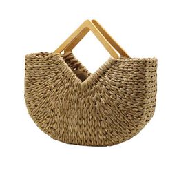 Shengjie Craft New Handheld Moon Bag Handheld Grass Woven Bag Beach Woven Bag 240410