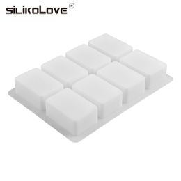 SILIKOLOVE 8 Cavity Handmade Rectangle Silicone Moulds For Soaps Cube 3d Craft Soap Making Candle Cake Baking Moulds